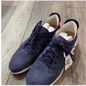 New Geox Women’s Dark Blue Suede Sneakers with Red Accents Size 10.5